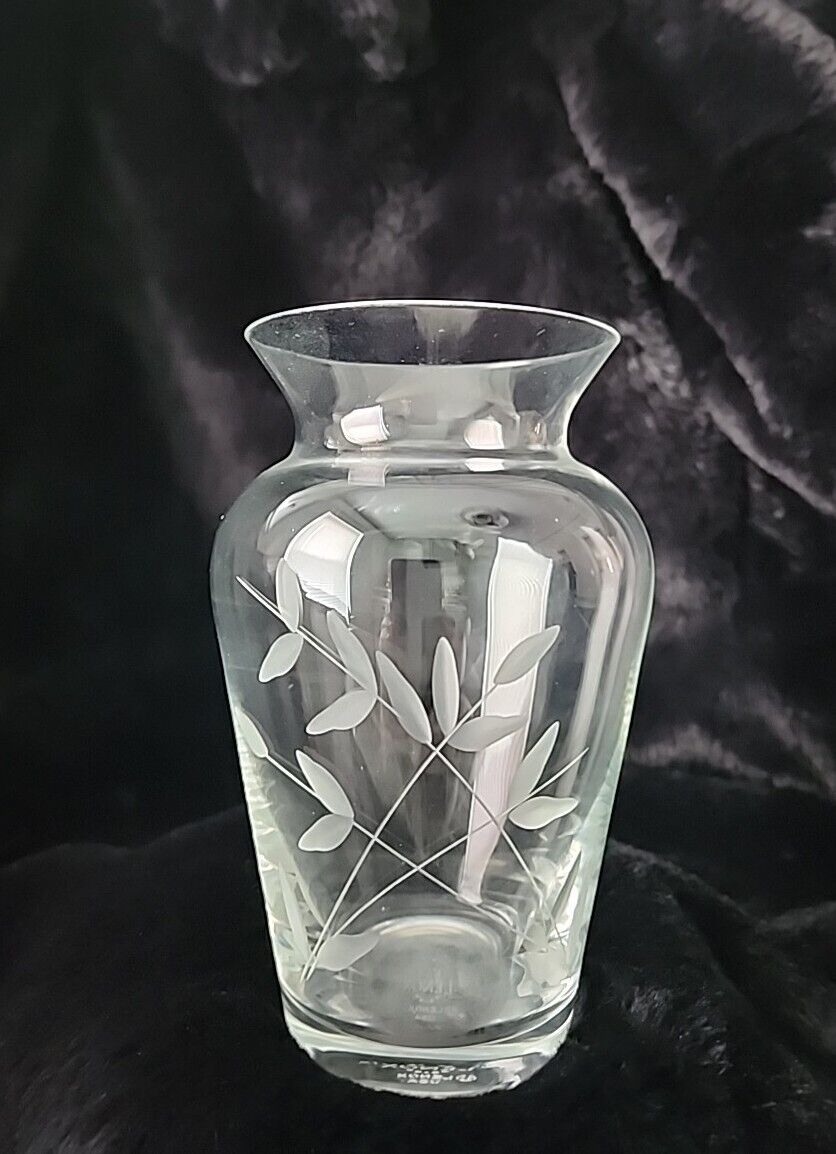 Lenox Somerset Clear Etched Handblown Flower Vase 
