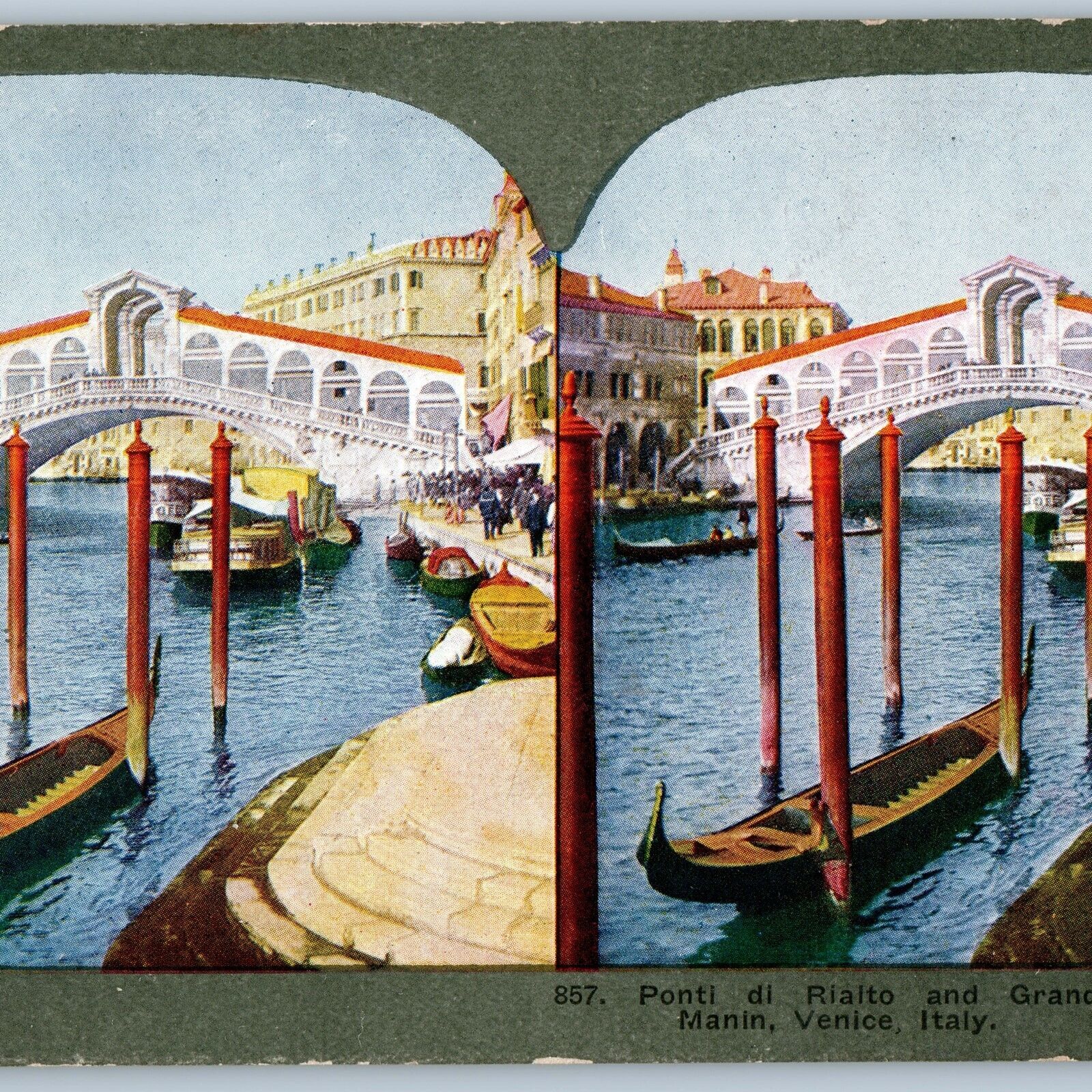 c1900s Venice, Italy Ponte di Rialto & Grand Canal Stereoview Palace Manin V35