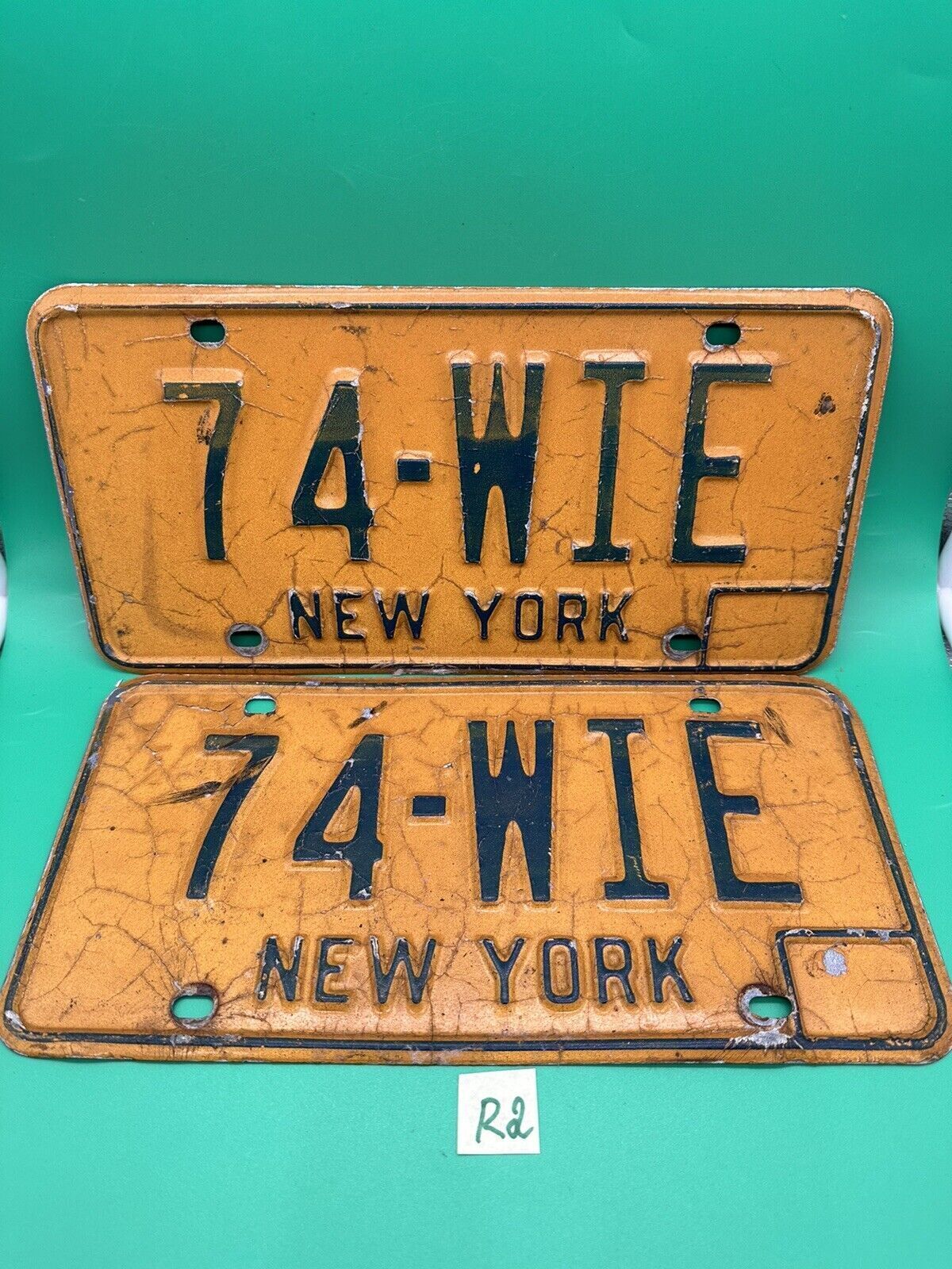 Vintage 1970’s 1980’s New York State License Plates PAIR  # 74-WIE