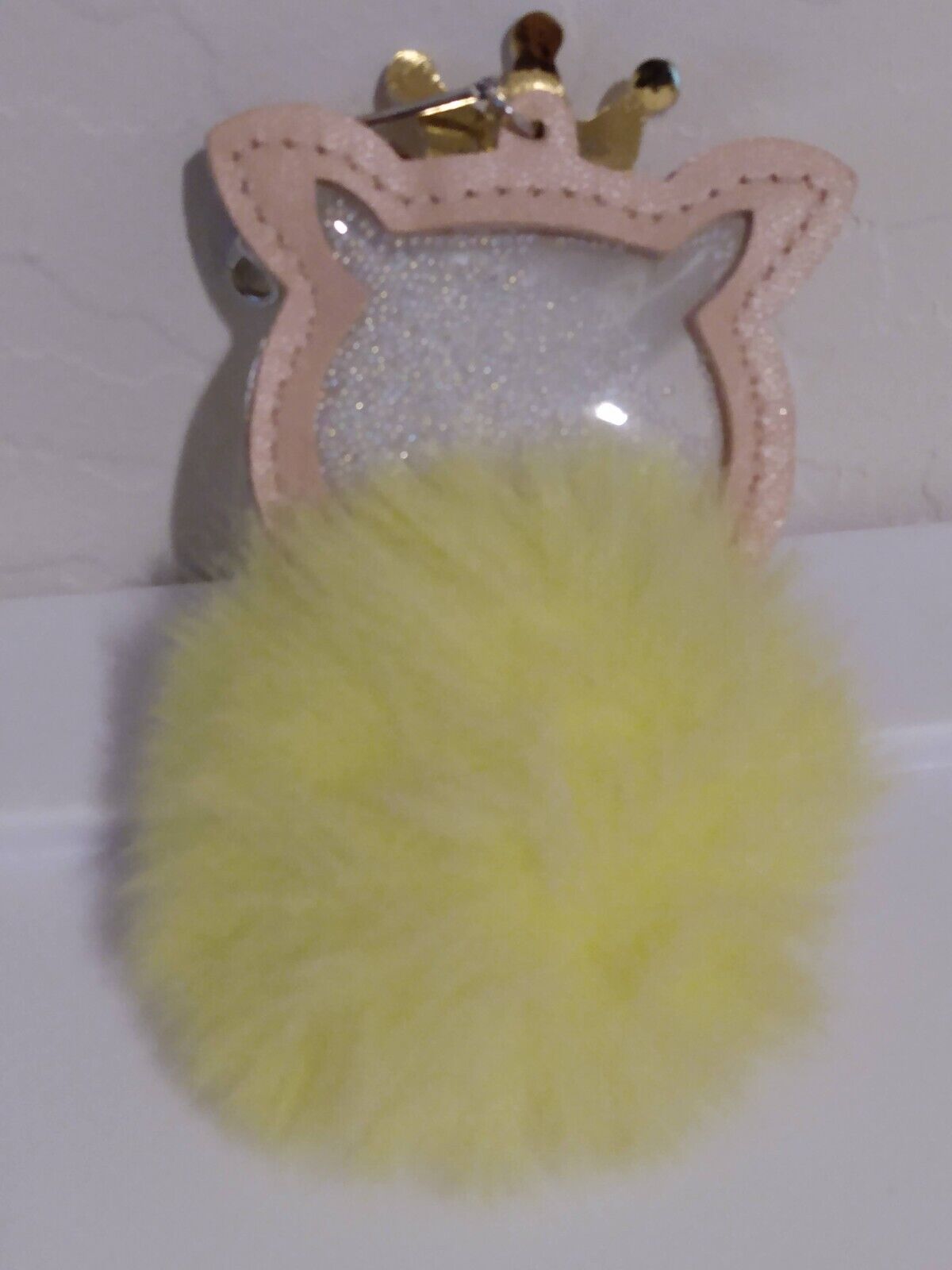Yellow Faux Fur Pom Cat Crown Novelty Clip-On Hang Tag