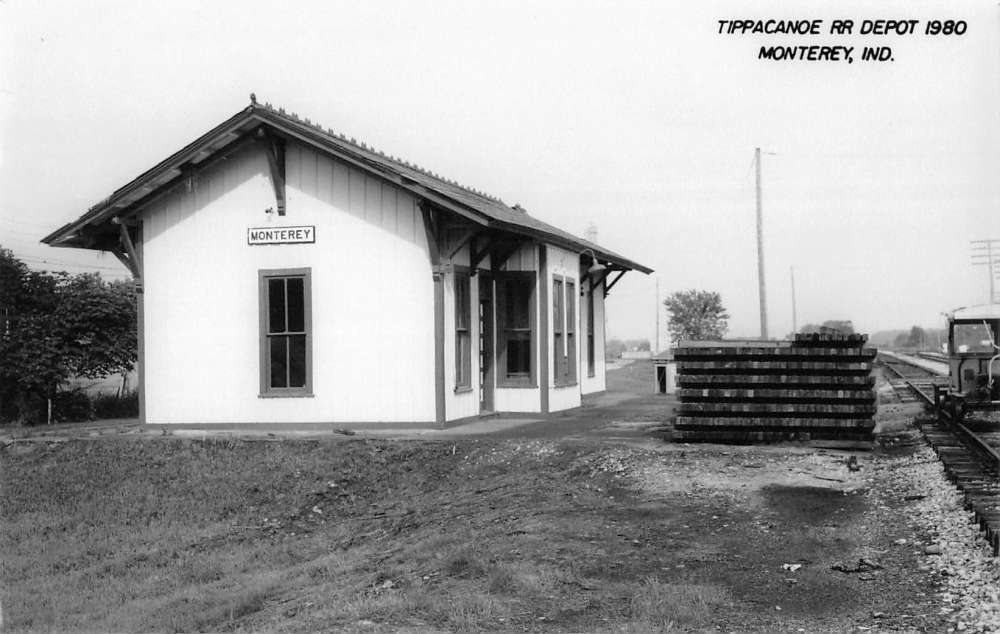 Monterey Indiana Tippacanoe Railroad Depot Real Photo Antique Postcard K100692