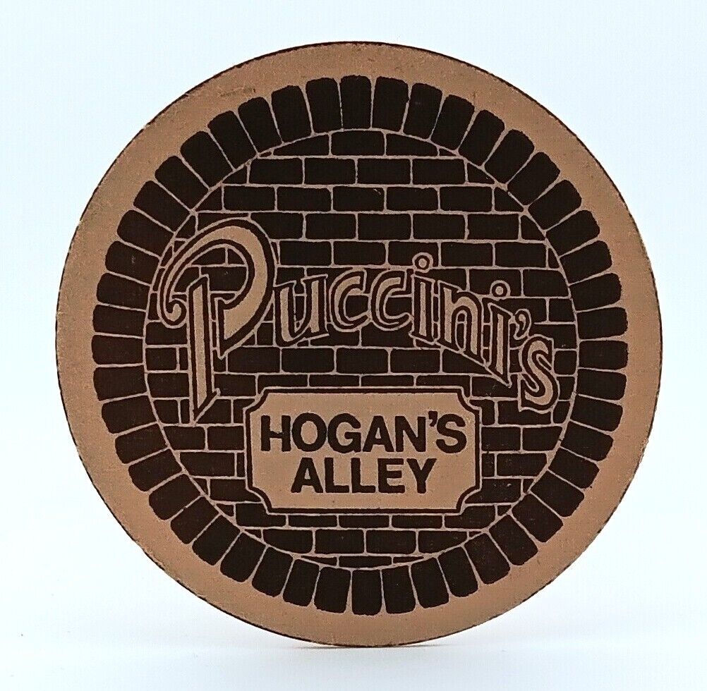 Vintage Puccini\'s Restaurant Hogan\'s Alley Beer Coaster Chicago Illinois-R309