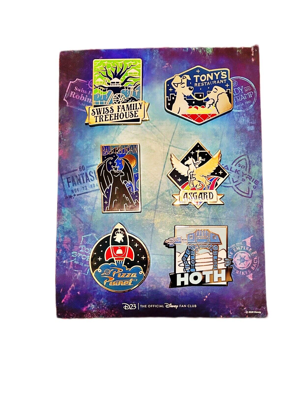 Disney D23 Fantastic Worlds Pins / Lady & The Tramp Hoth Swiss Family Toy Story
