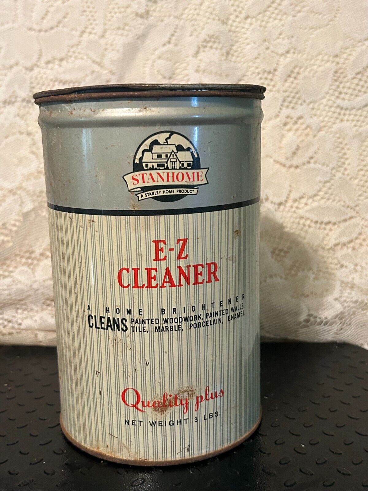 Vintage TIN container  1951 Stanhome E-Z Cleaner 3 LB. with contents          c6