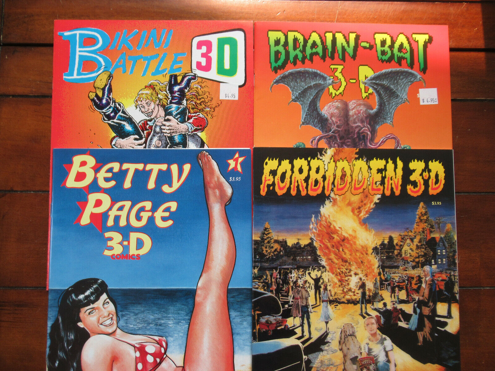3-D comic book lot - Bikini Battle - Forbidden - Betty Page - Brain Bat