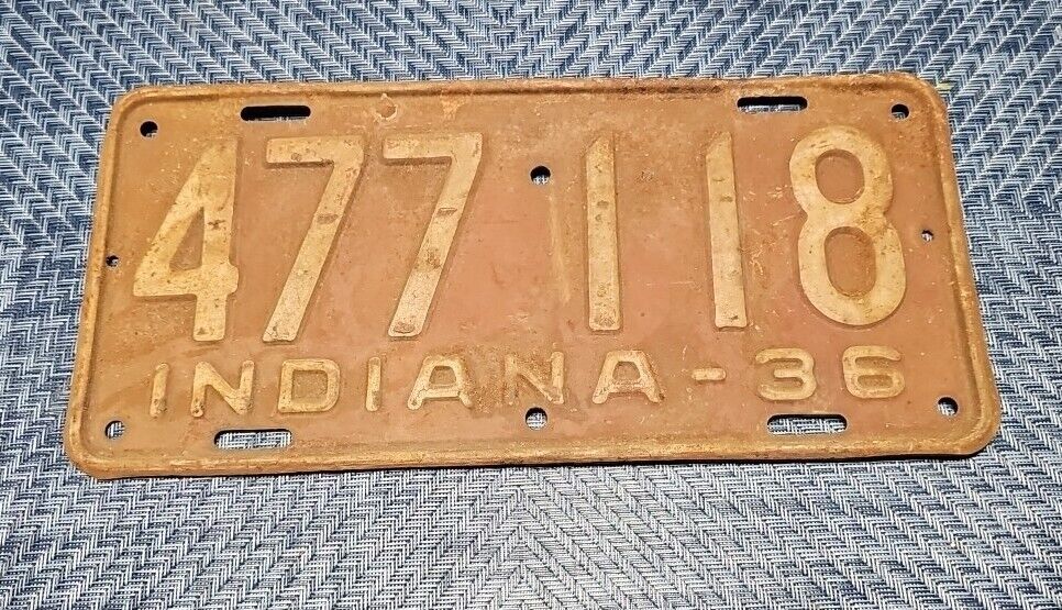 1936 Indiana License Plate 477118 Mancave Decor Garage Art Craft