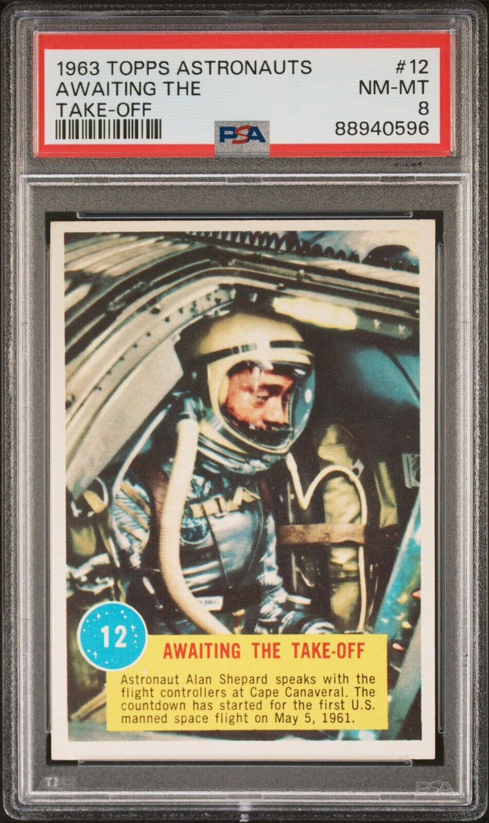 1963 Topps Astronauts 3D # 12 Awaiting The Take-Off  PSA 8 NM-MT
