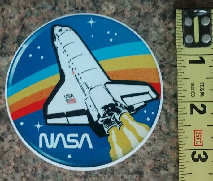 NASA Space Shuttle Retro 80\'s Rainbow Future Vintage Logo Sticker Decal Gloss