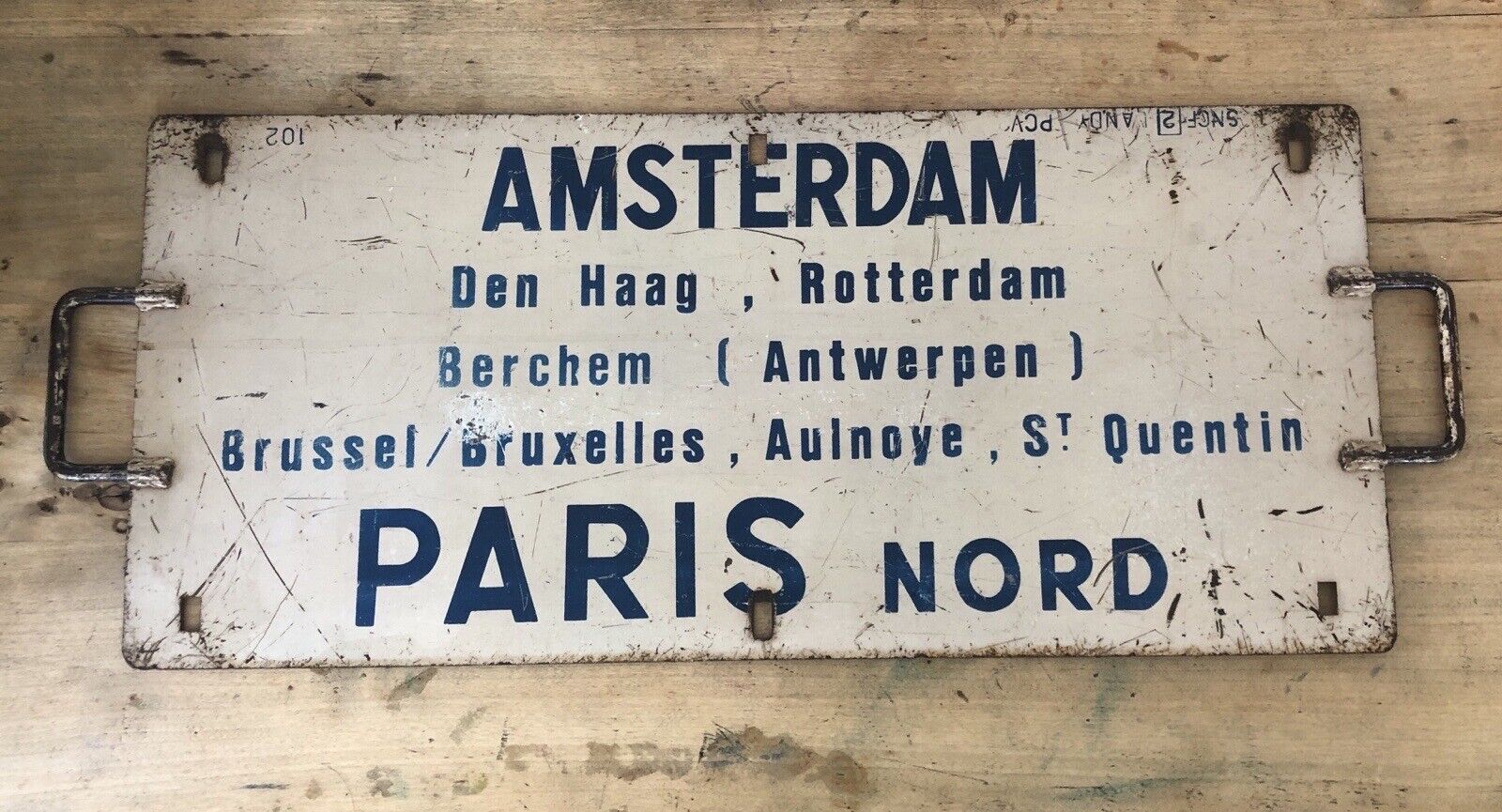 Vintage European, Paris To Amsterdam, Train Sign