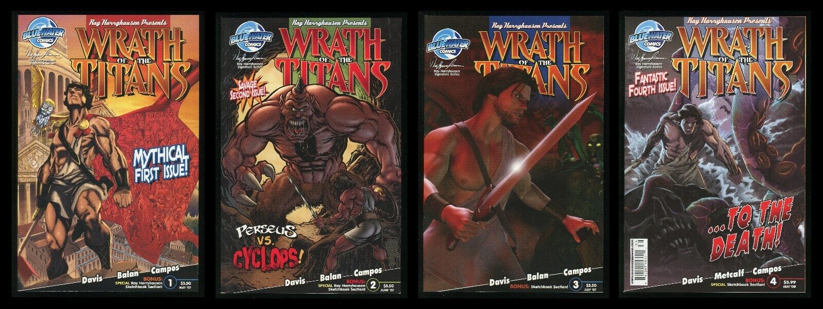Wrath of the Titans Comic Set 1-2-3-4 B Ray Harryhausen Perseus Zeus Greek Gods 