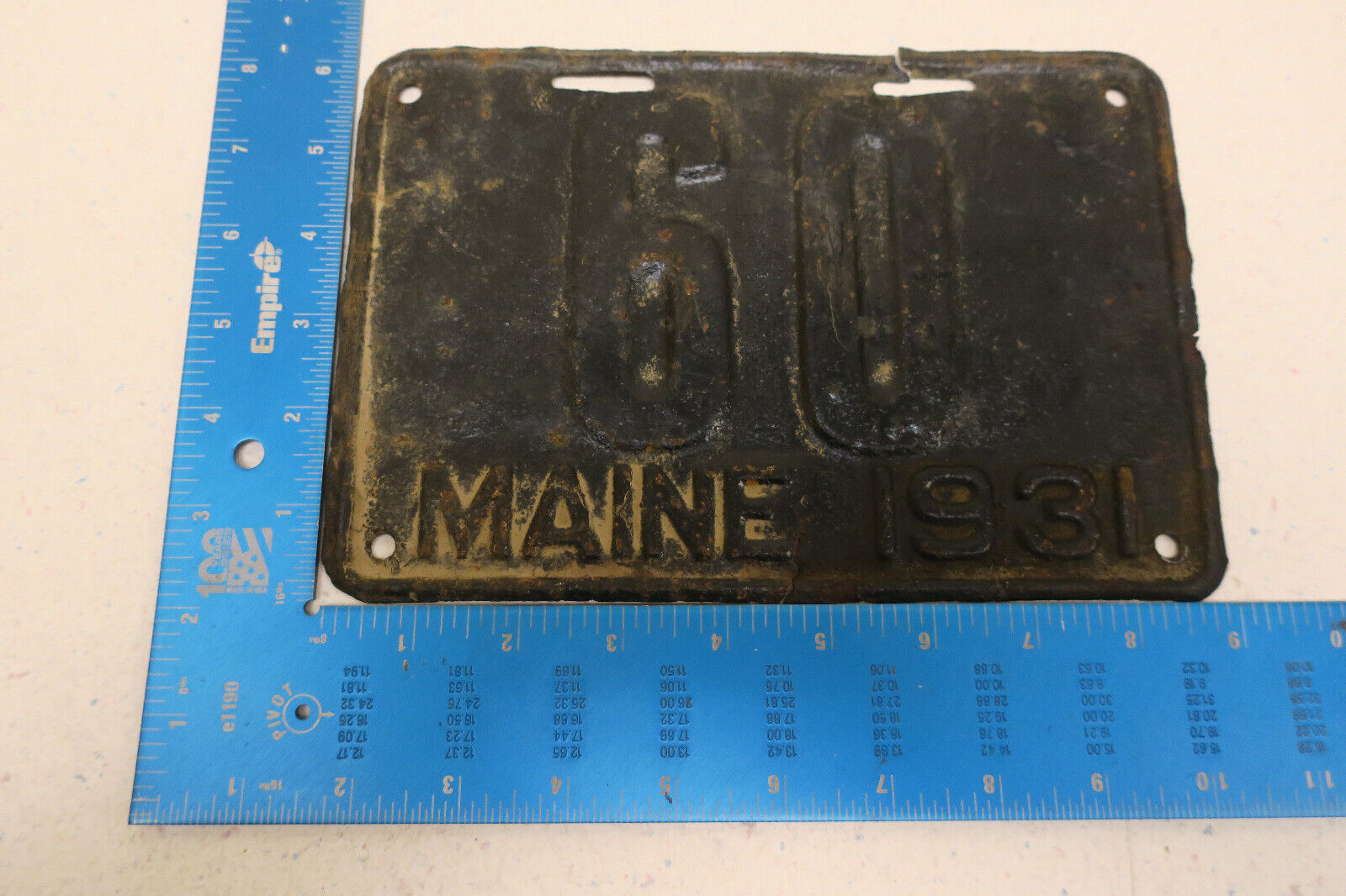1931 31 MAINE ME LICENSE PLATE TAG #60 - LOW TWO DIGIT NUMBER RARE