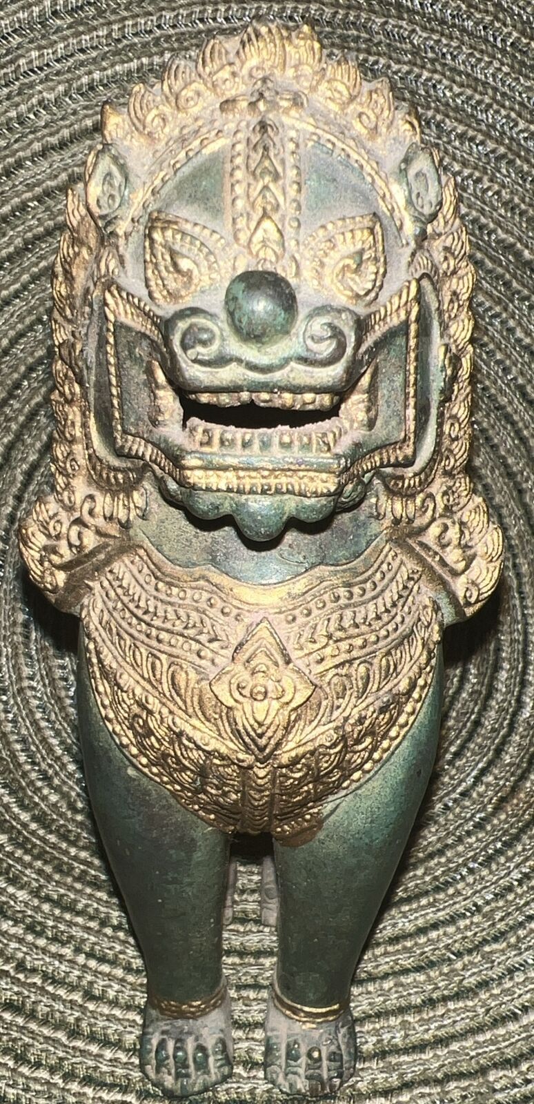 Vintage Khymer Singha Bronze Temple Lion Foo Lion Sculpture Figures 6 1/2