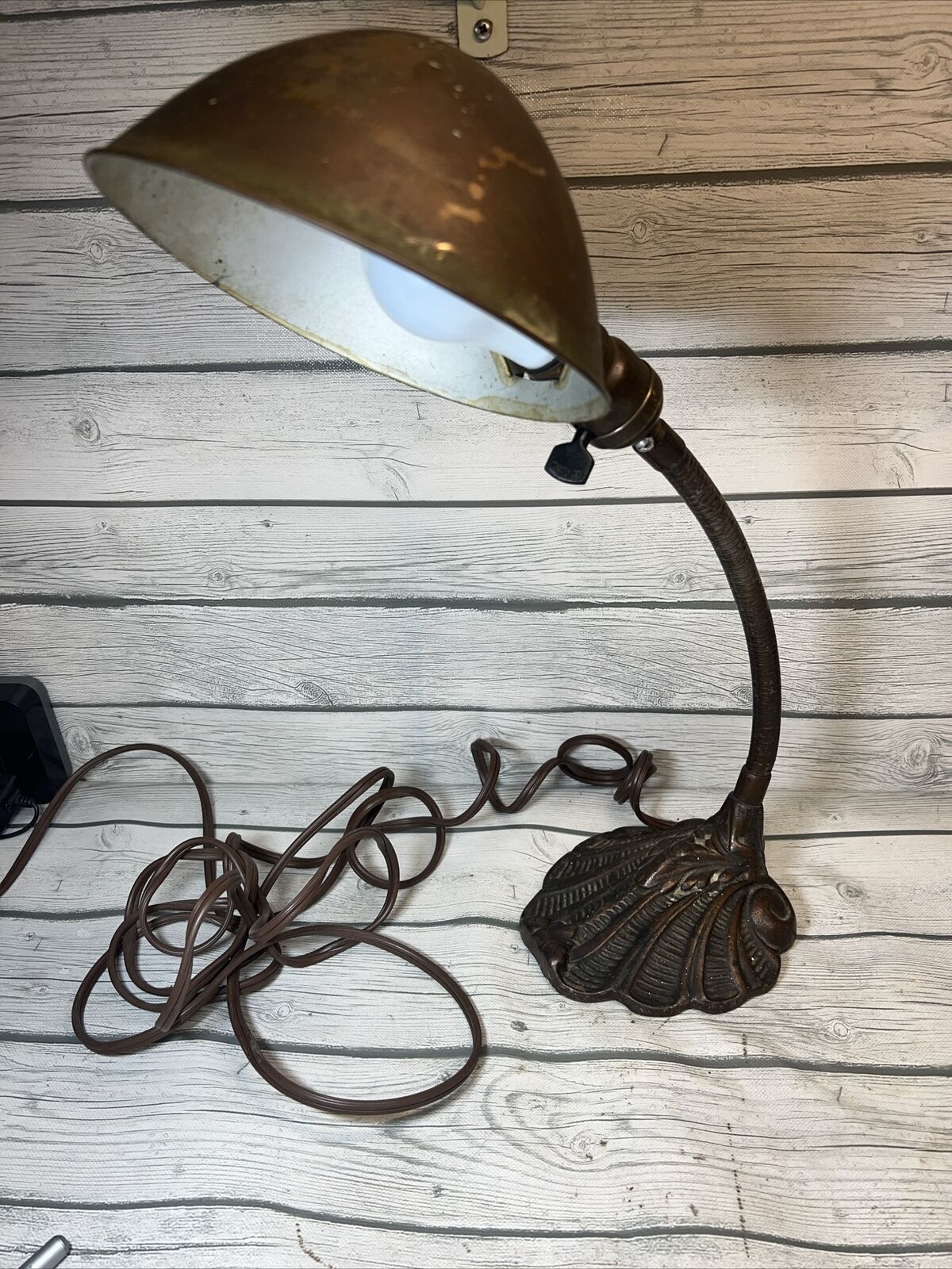 Vintage Metal Table Lamp Industrial Desk Gooseneck