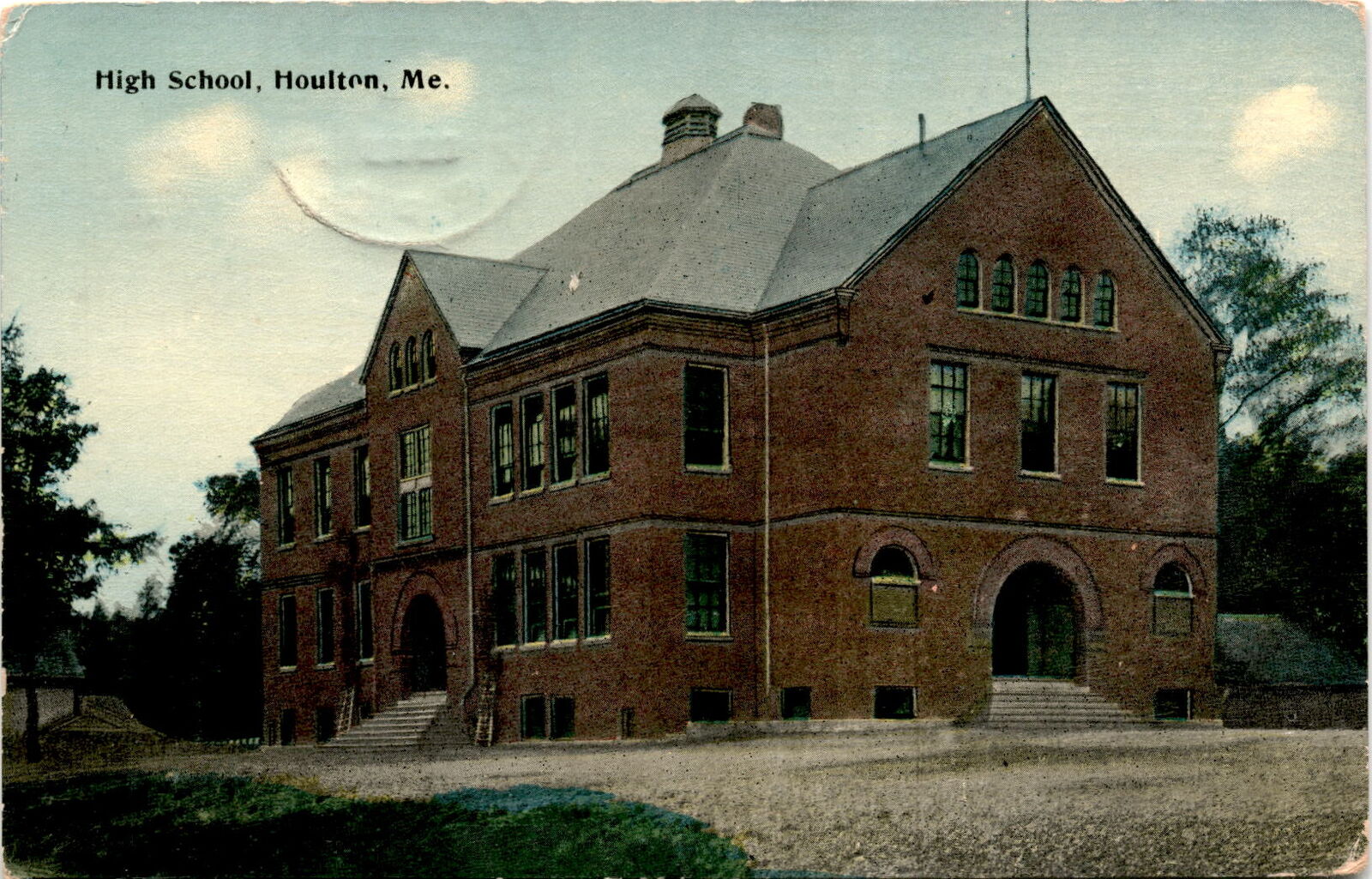 Houlton, Maine, Aroostook County, high school, historic buildings, Postcard