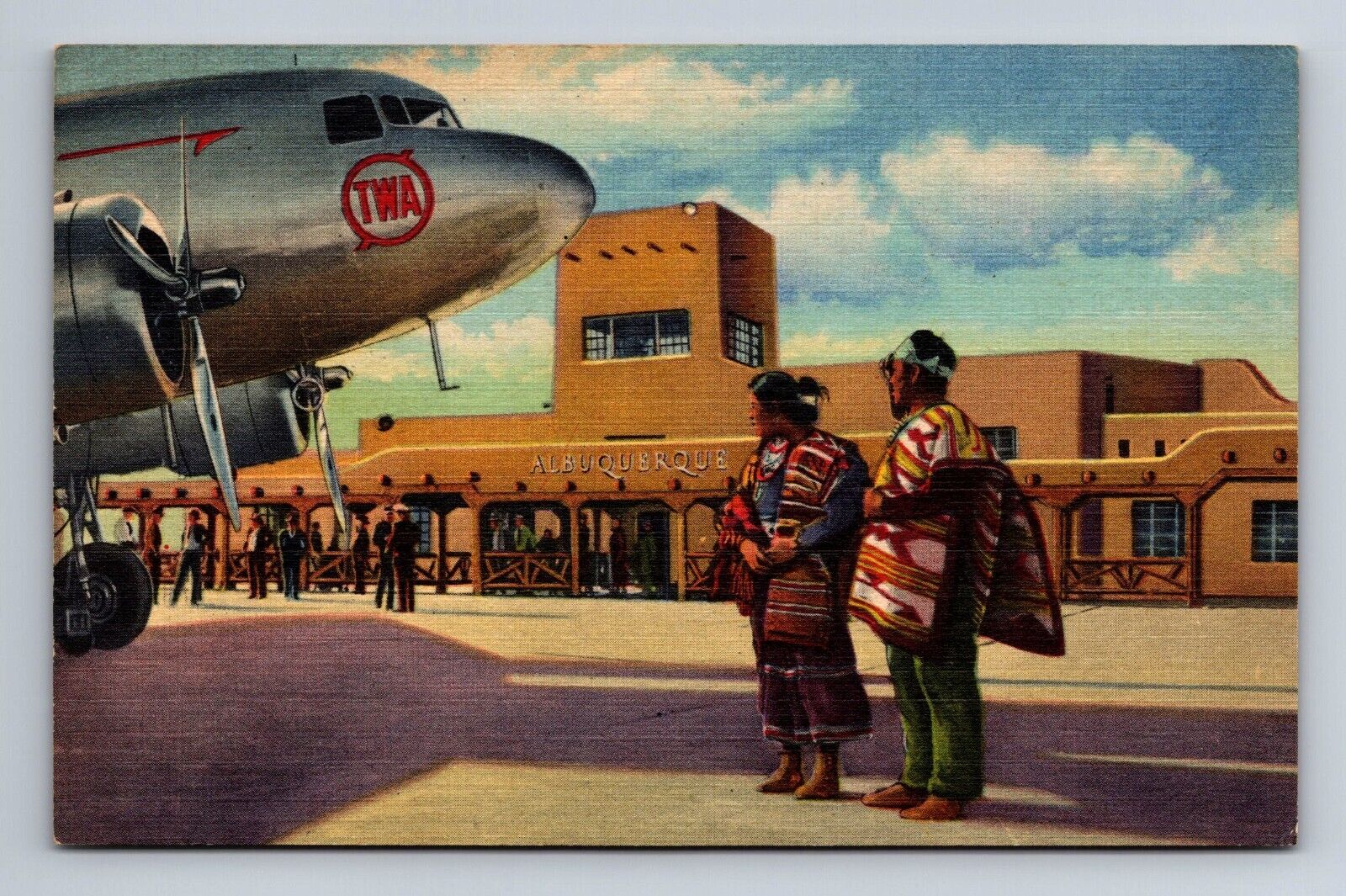 Municipal Airport TWA Airplane Albuquerque New Mexico Postcard
