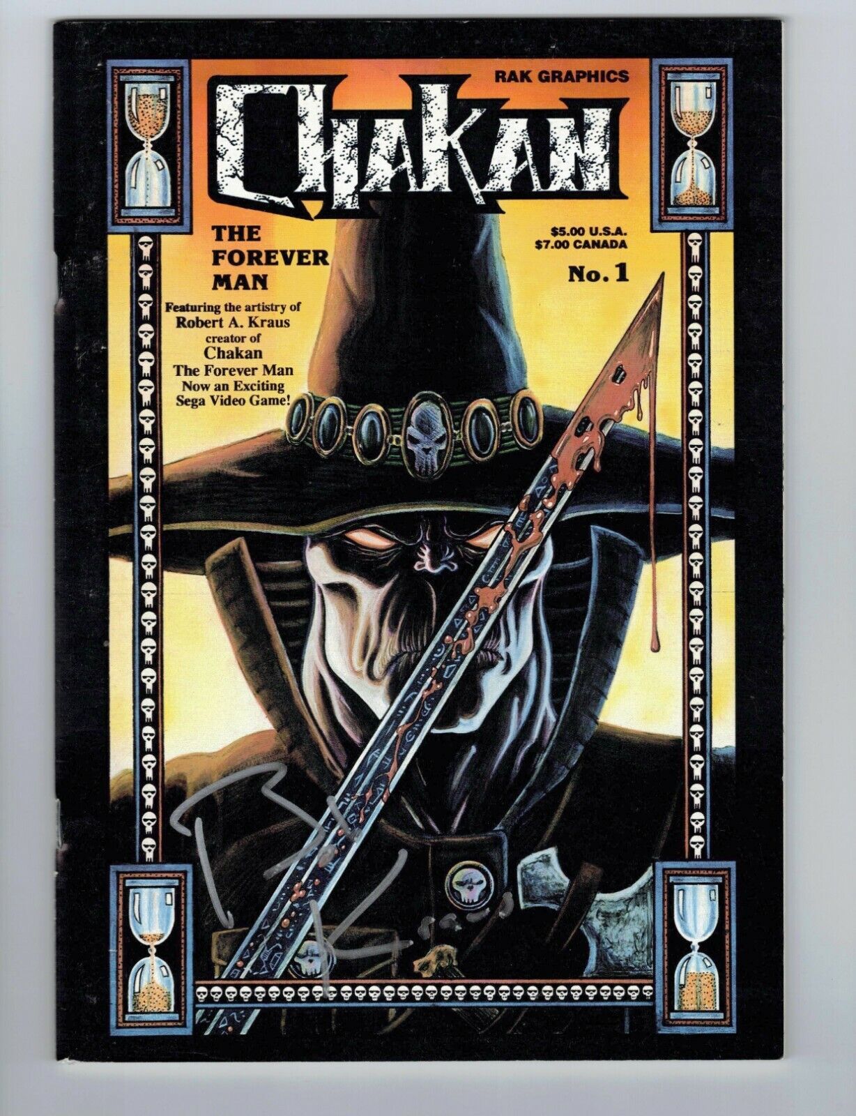 Chakan: the Forever Man #1 VF+ signed with sketch by Bob Kraus RAK one-shot 2nd