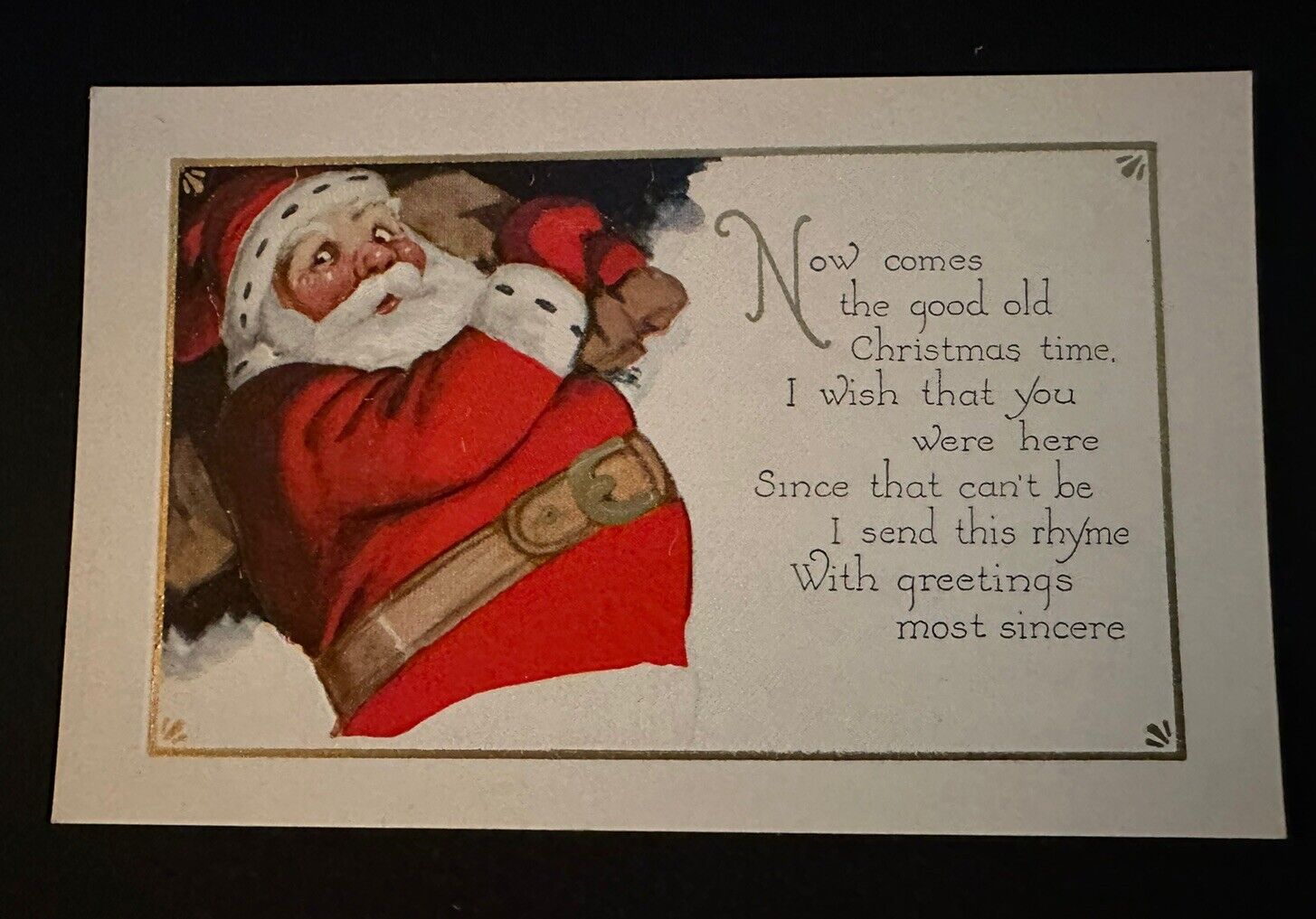 Happy Santa Claus  With Toy Sack~Antique Embossed ~Christmas~Postcard~k388