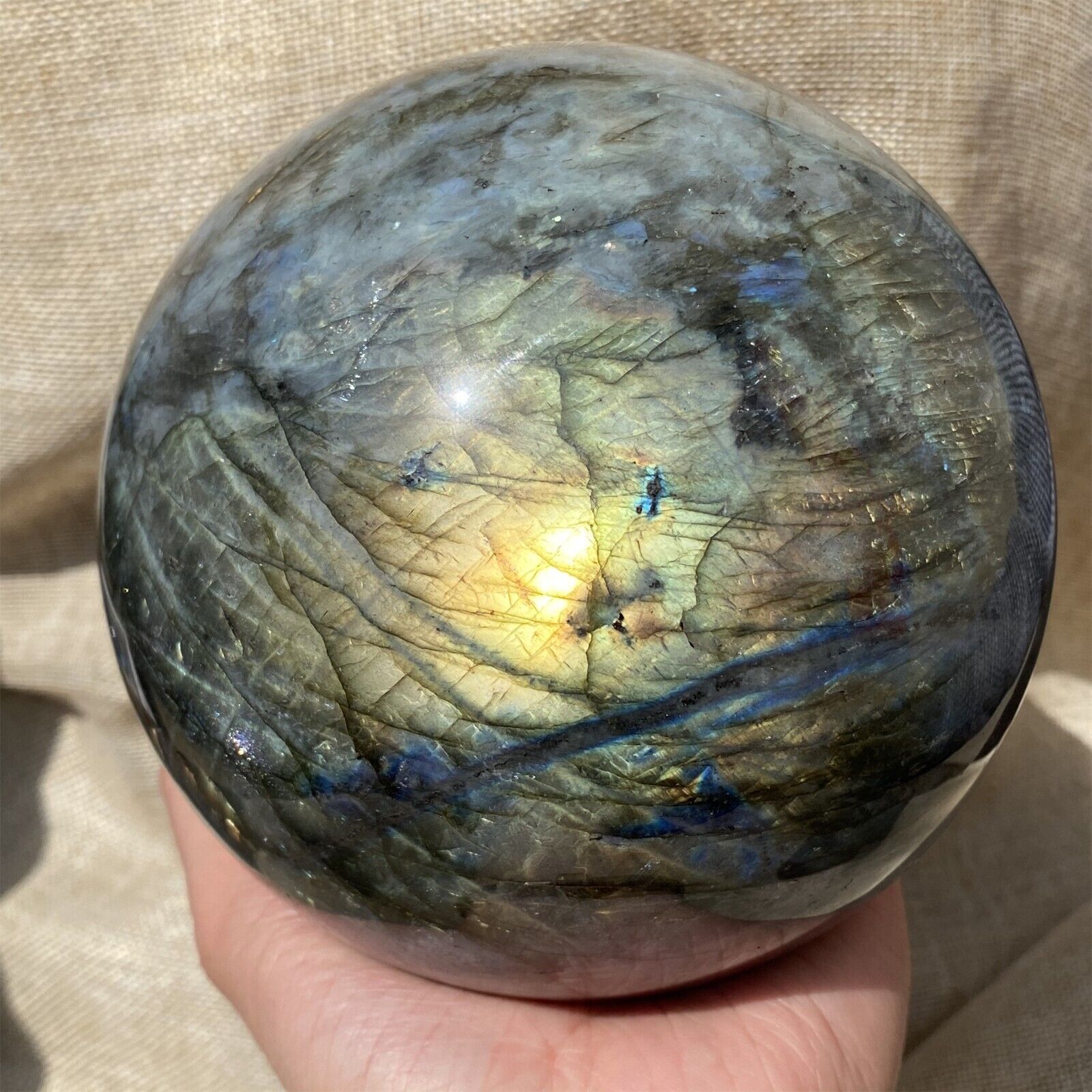 7.15LB Natural labradorite ball quartz crystal sphere 132mm reiki healing XQ1416