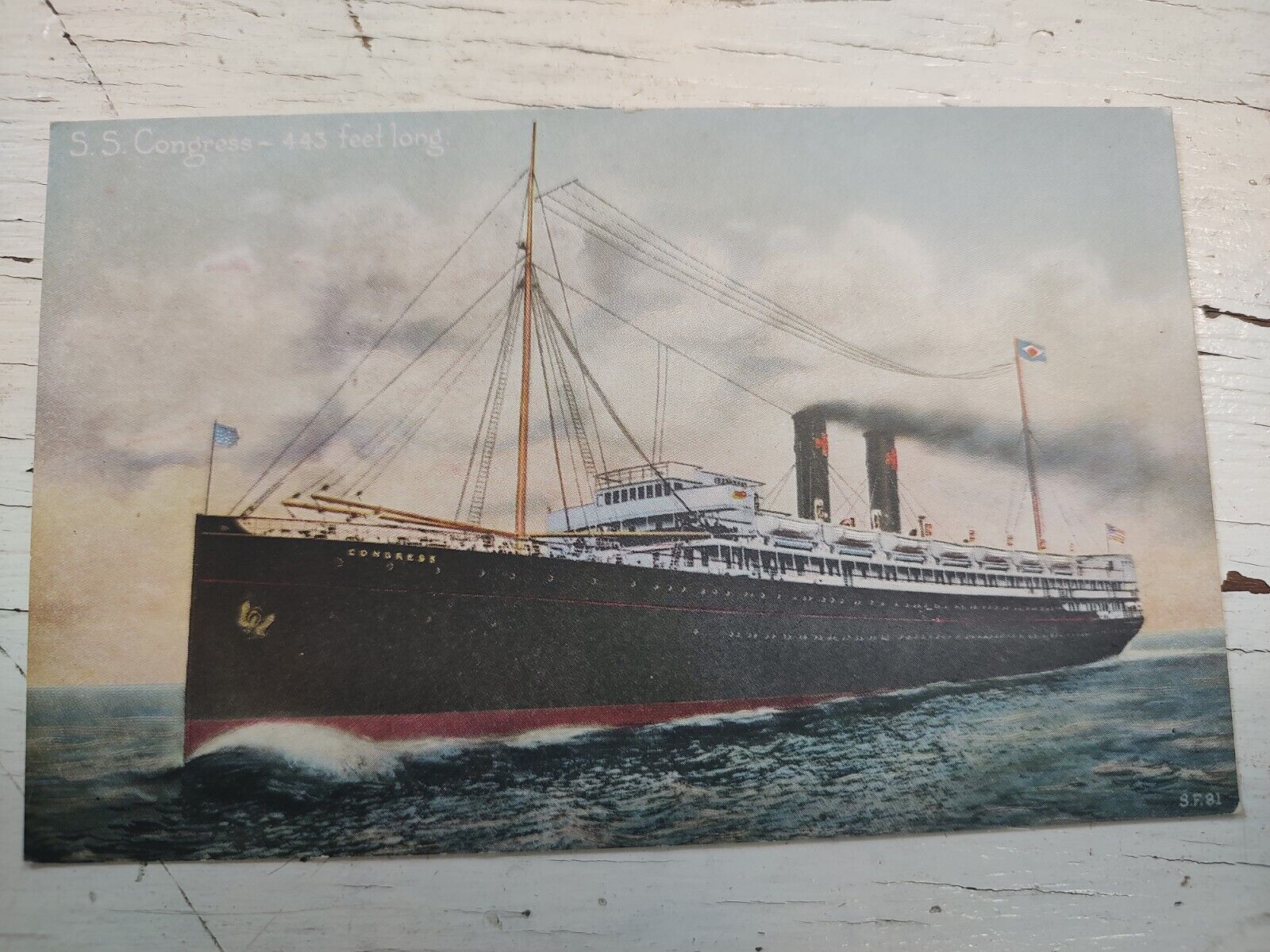 Antique Postcard S.S. Congress 443 Feet Long Ship