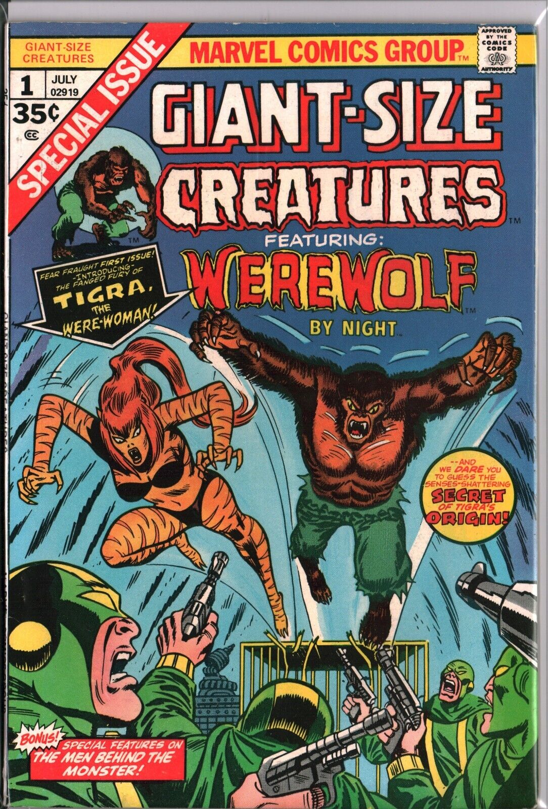 GIANT SIZE CREATURES #1 KEY 1st Appearance TIGRA (1974) Bronze VF/VF+ (8.0/8.5)