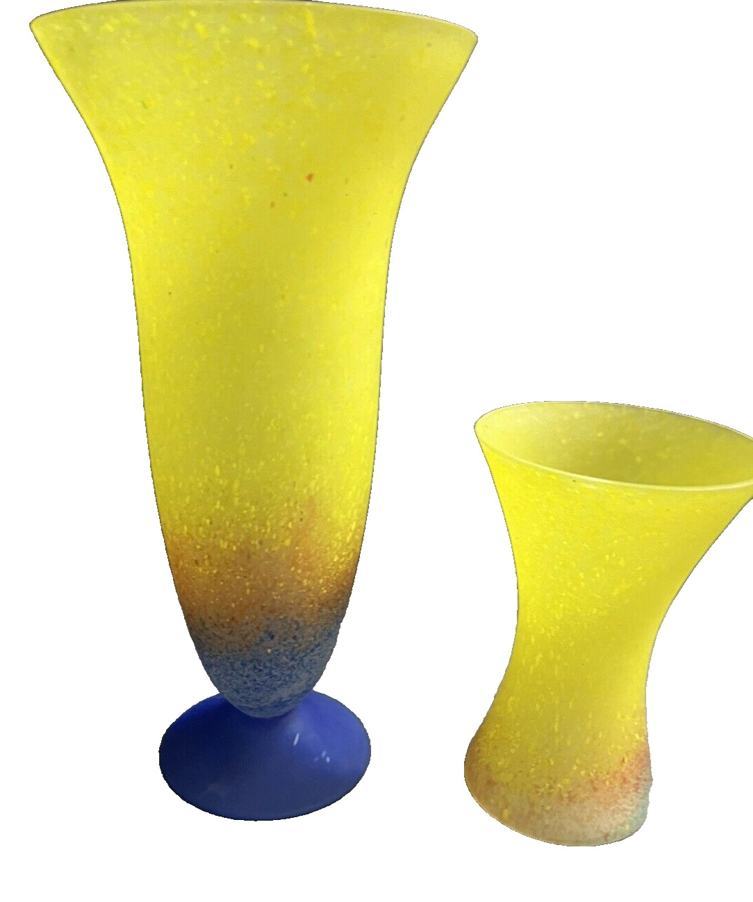 Pair  Vintage Tricolor Satin Splatter Finished Tall Vase 10\