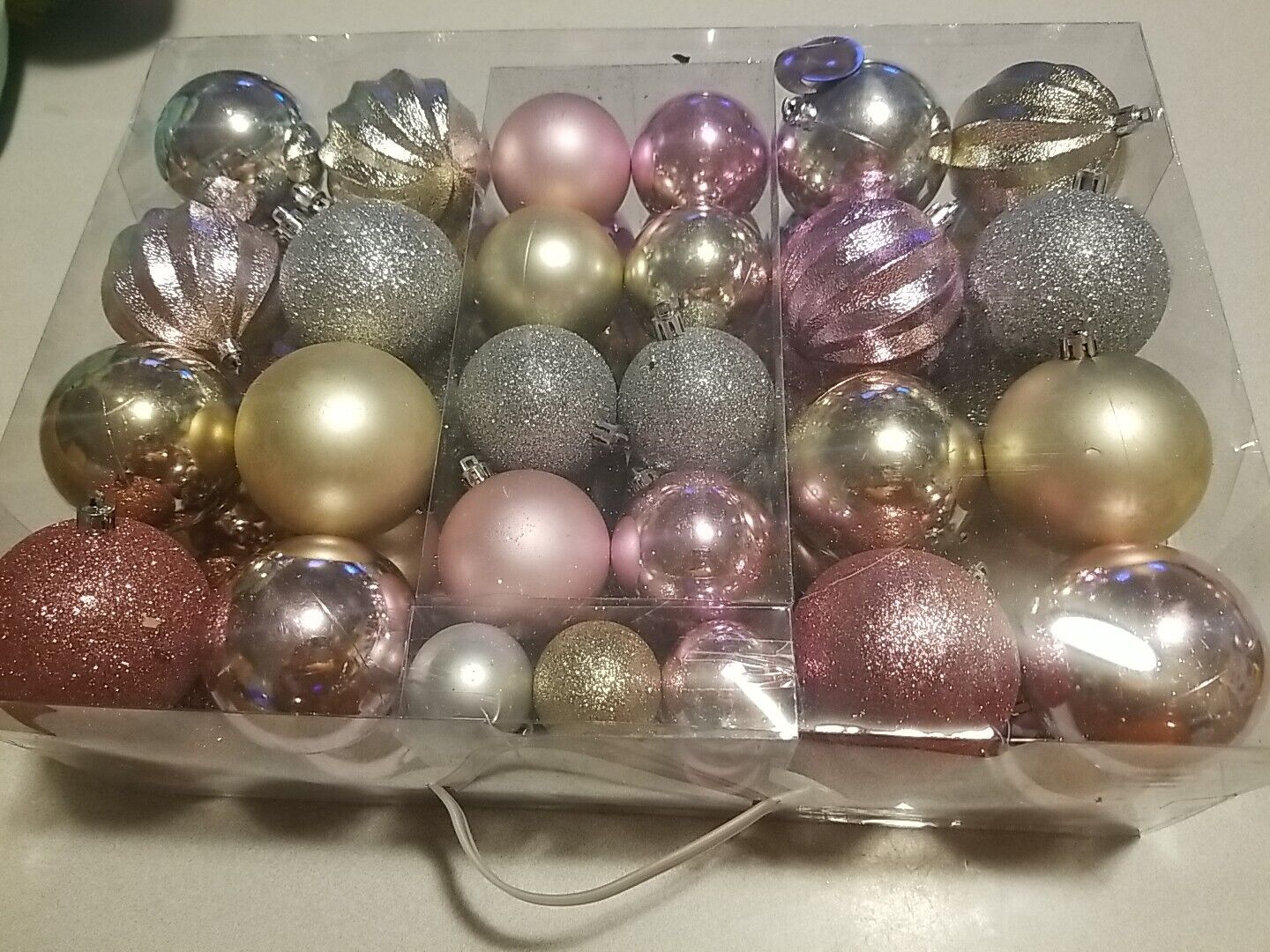 57 Piece Ornament Set Christmas Gold, Silver, Pink