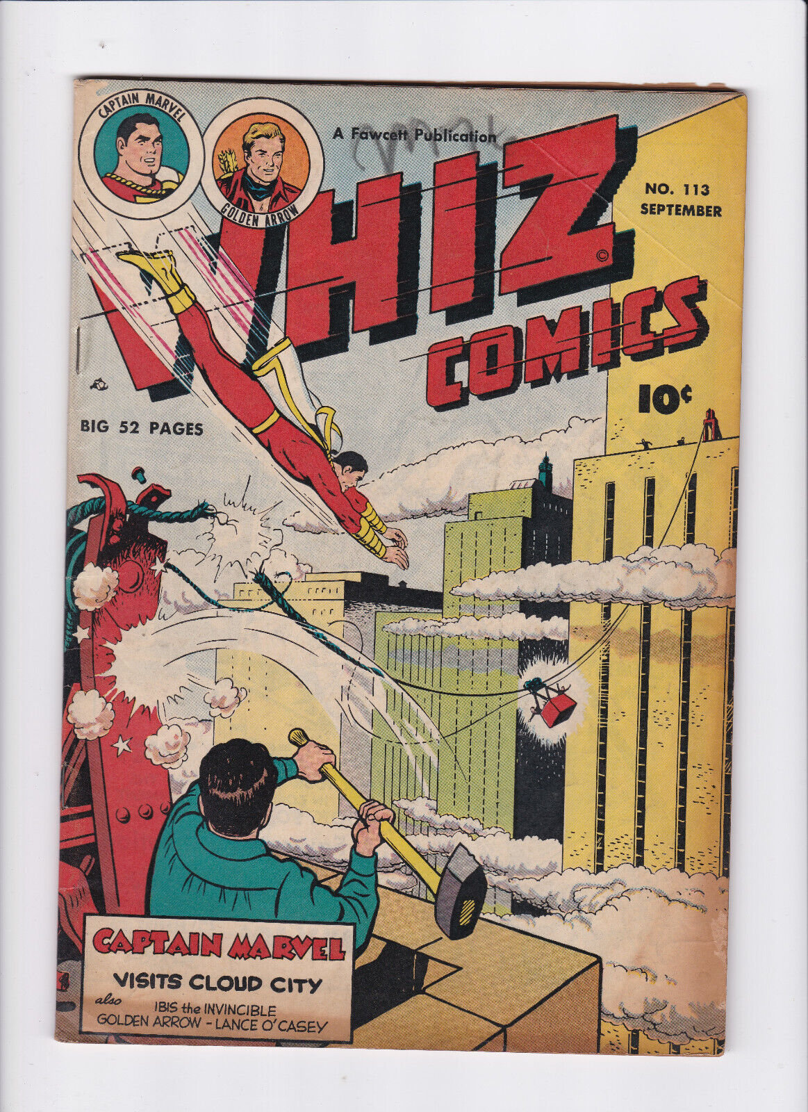 WHIZ COMICS #113 [1949 VG-] DOUBLE COVER   INSIDE COVER 4.5 (VG+)