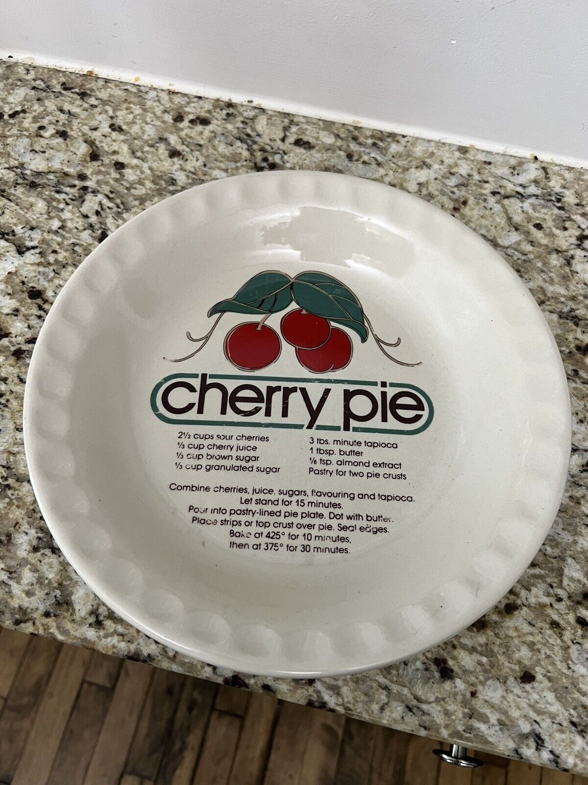1970s Vintage Cherry Pie Recipe Baking Dish Kitchenware