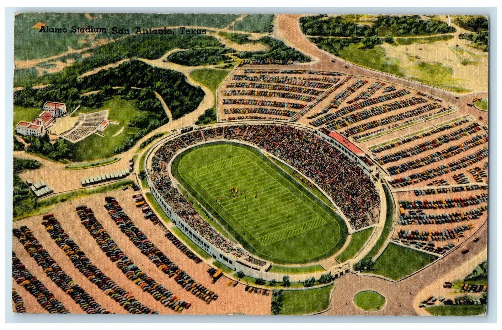 1942 Aerial View Of Alamo Stadium San Antonio Texas TX Posted Vintage Postcard