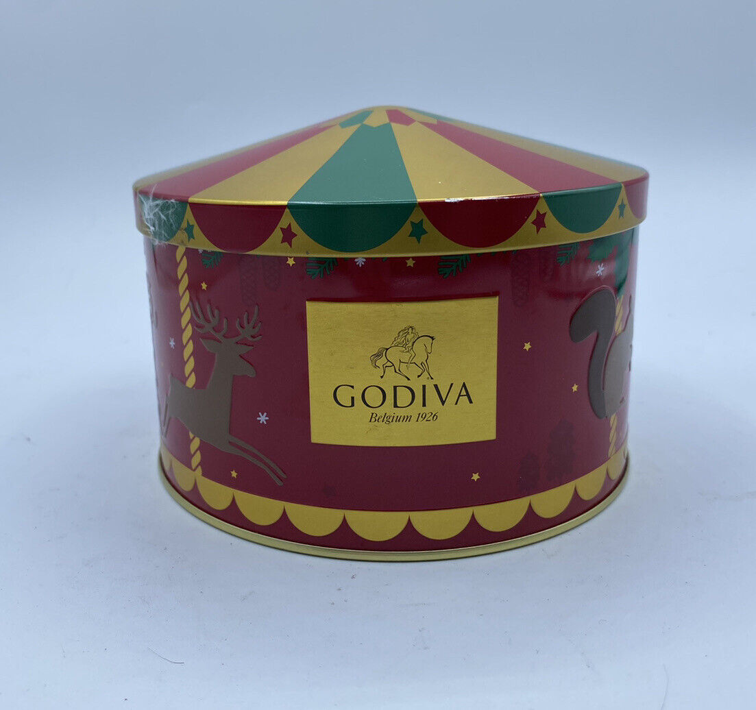 Godiva Christmas Carousel Candy or Cookie Tin 