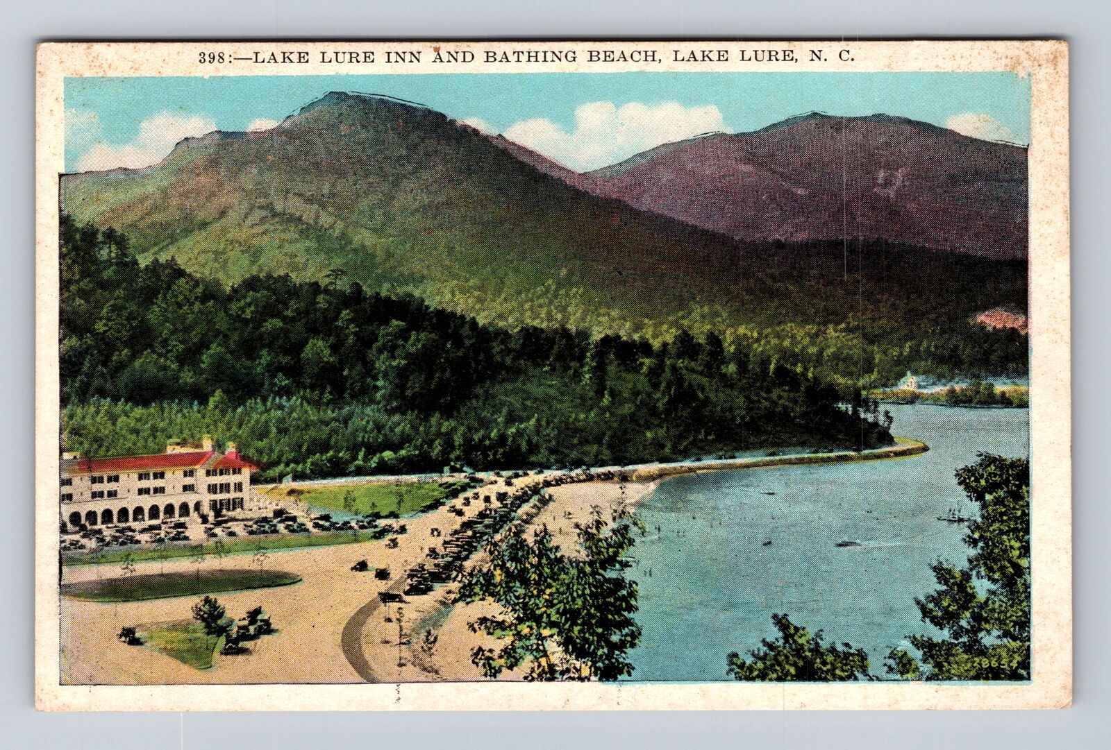 Lake Lure NC-North Carolina, Lake Lure Inn And Bathing Beach, Vintage Postcard