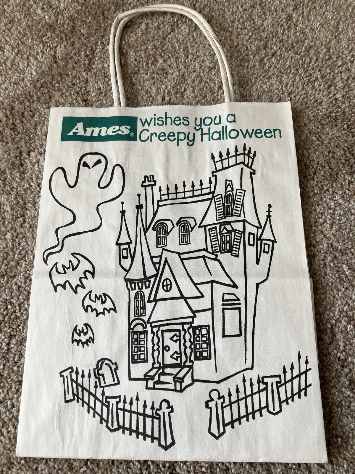 RARE AMES HALLOWEEN PAPER BAG COLLECTIBLE DEPARTMENT STORE HILLS