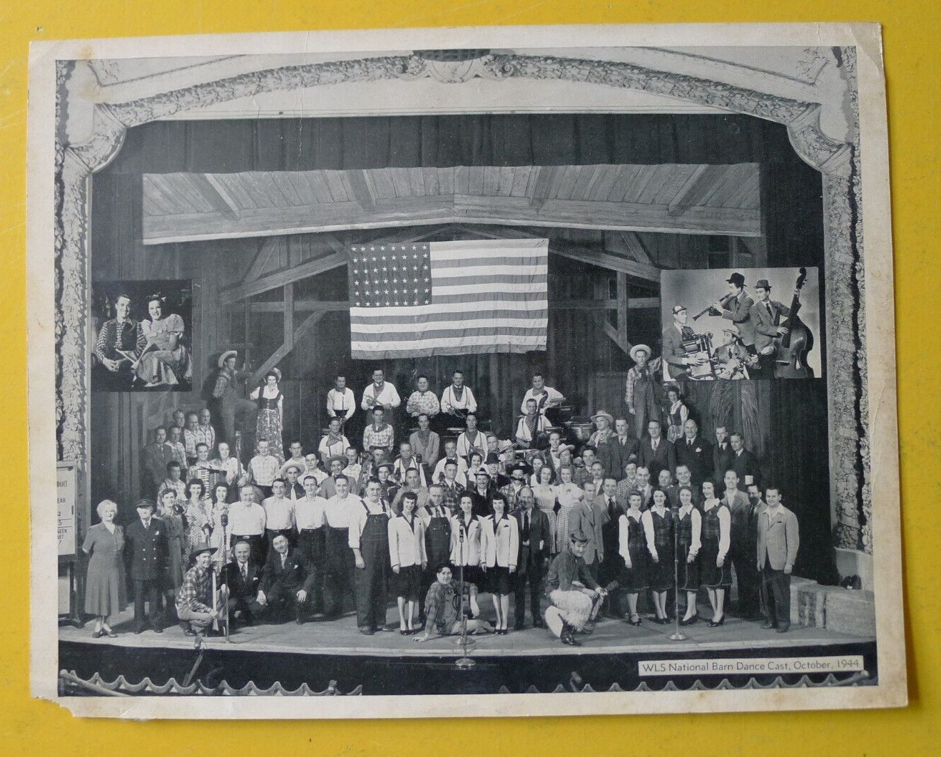 Vintage 1944 WLS Barn Dance GROUP PHOTO Printed Signatures on Reverse
