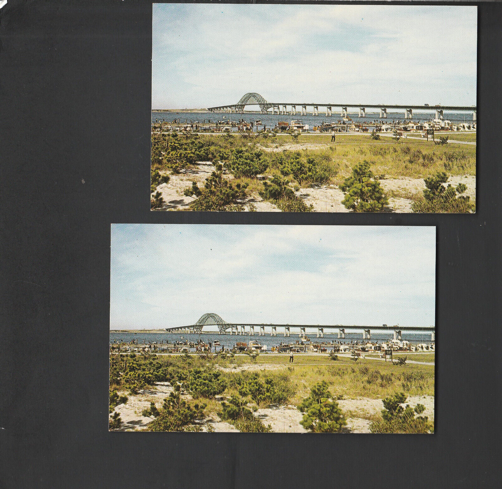2 vintage postcards Fire Island Inlet Bridge Long Island NY