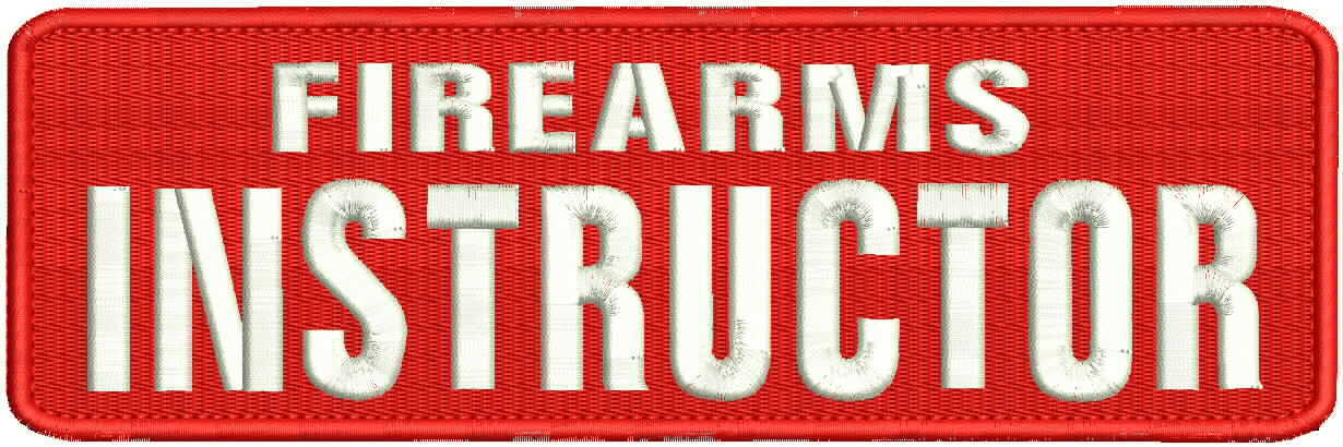 Firearms Instructor embroidery patches 3x9 hook red with white letters