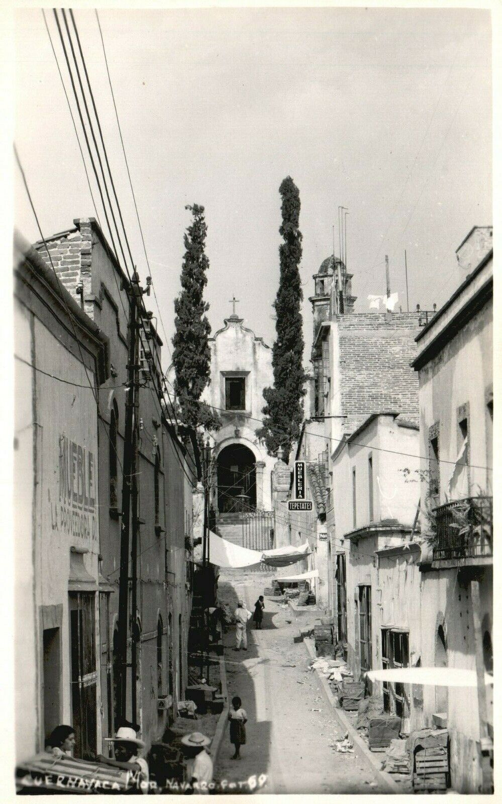 Vintage Postcard RPPC Cuernayaca Mor Navaro Photo Mexico Mexican Street View