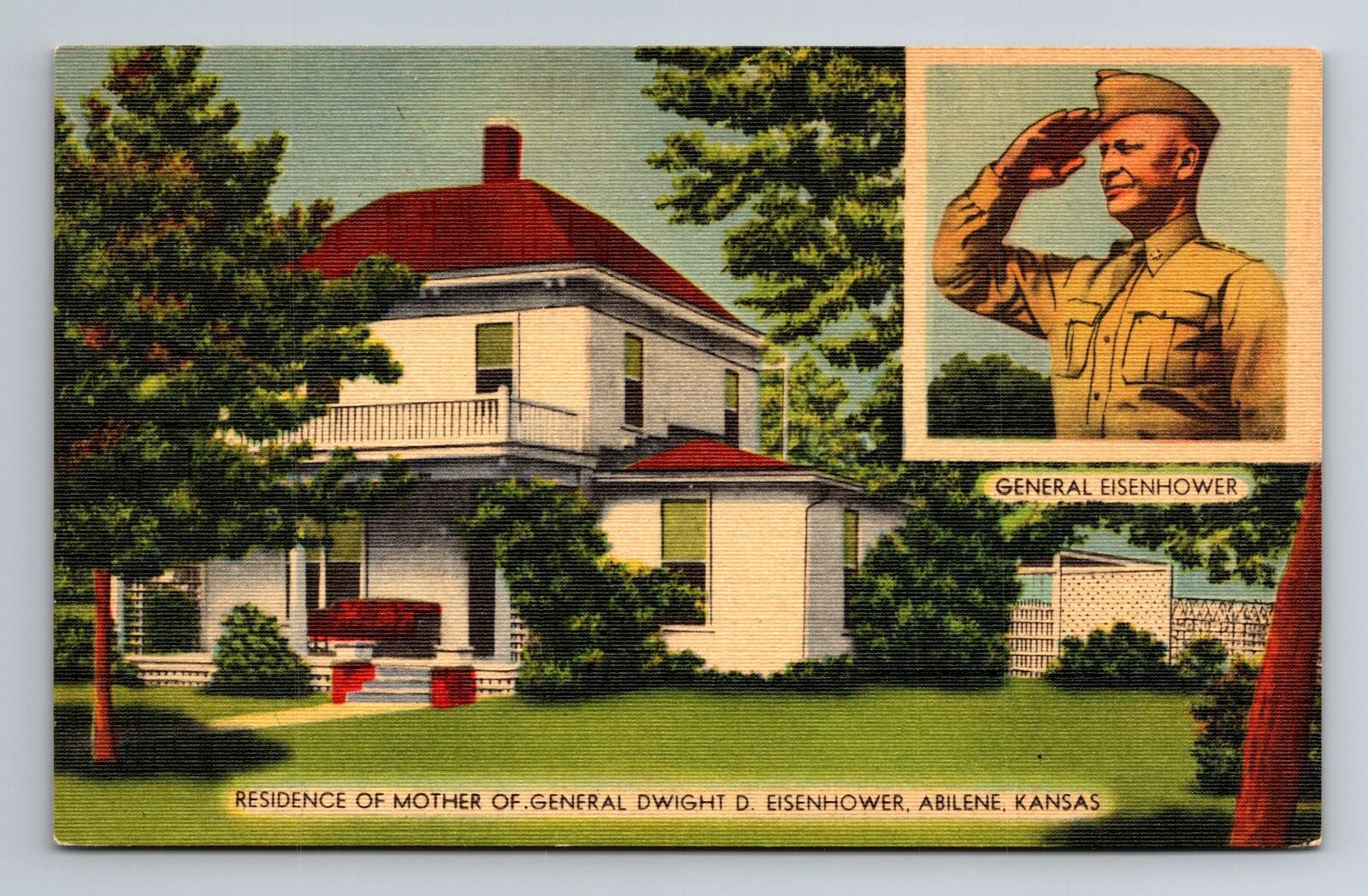 Abilene KS-Kansas, Residence Of Mother Of Eisenhower, Antique Vintage Postcard