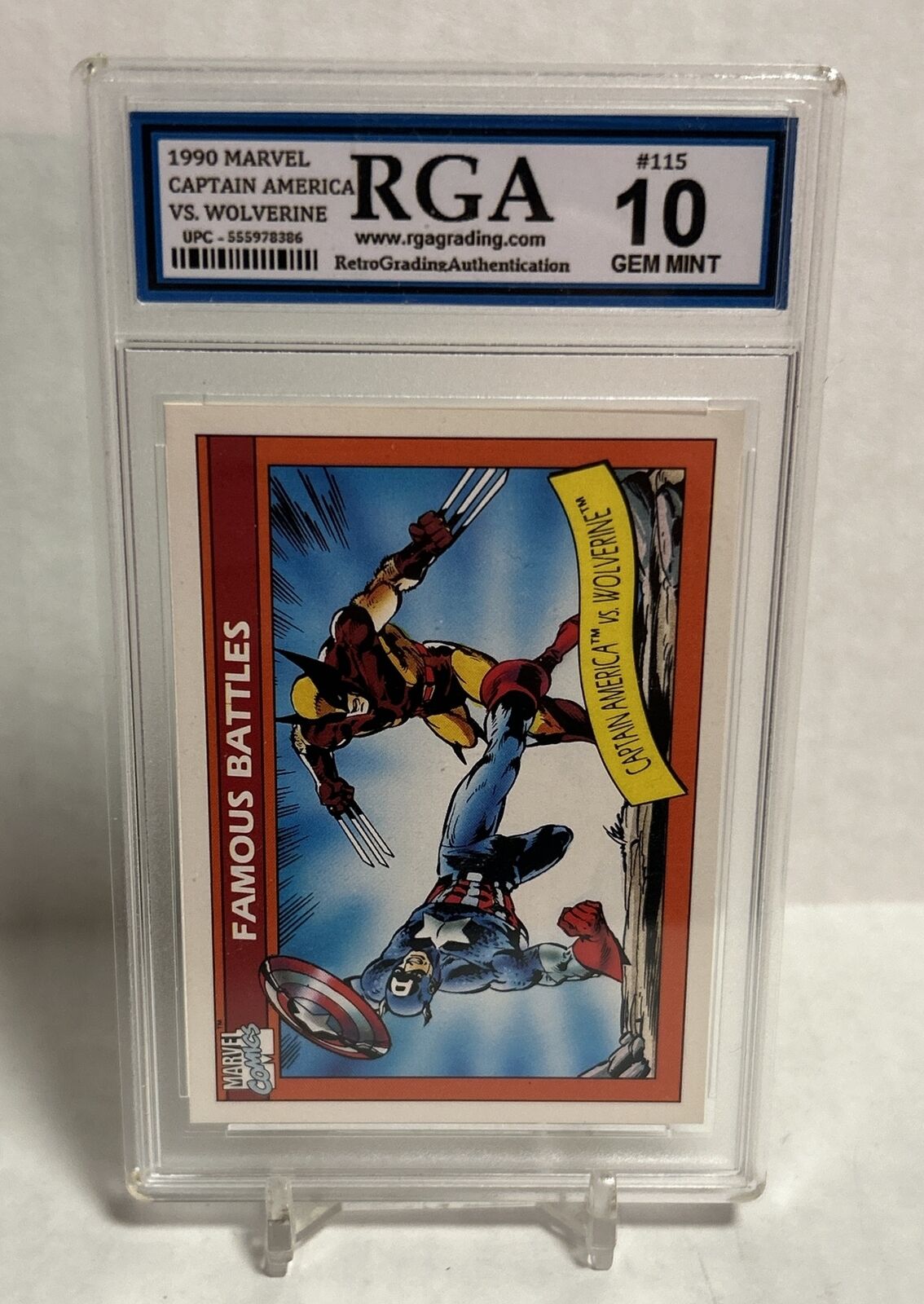 1990 Marvel Series 1 Captain America Vs Wolverine #115 Card RGA 10 GM NEW CASE