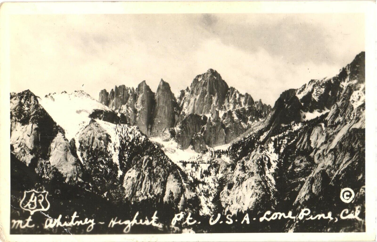 Snow-Dusted Mt. Whitney, Highest Point, USA, Lone Pine, California Postcard