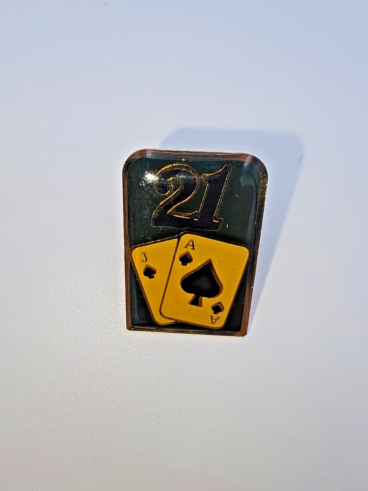 Pin 21 Blackjack Ace And Jack of Spades Cards Hat Lapel Motorcycle Casino New