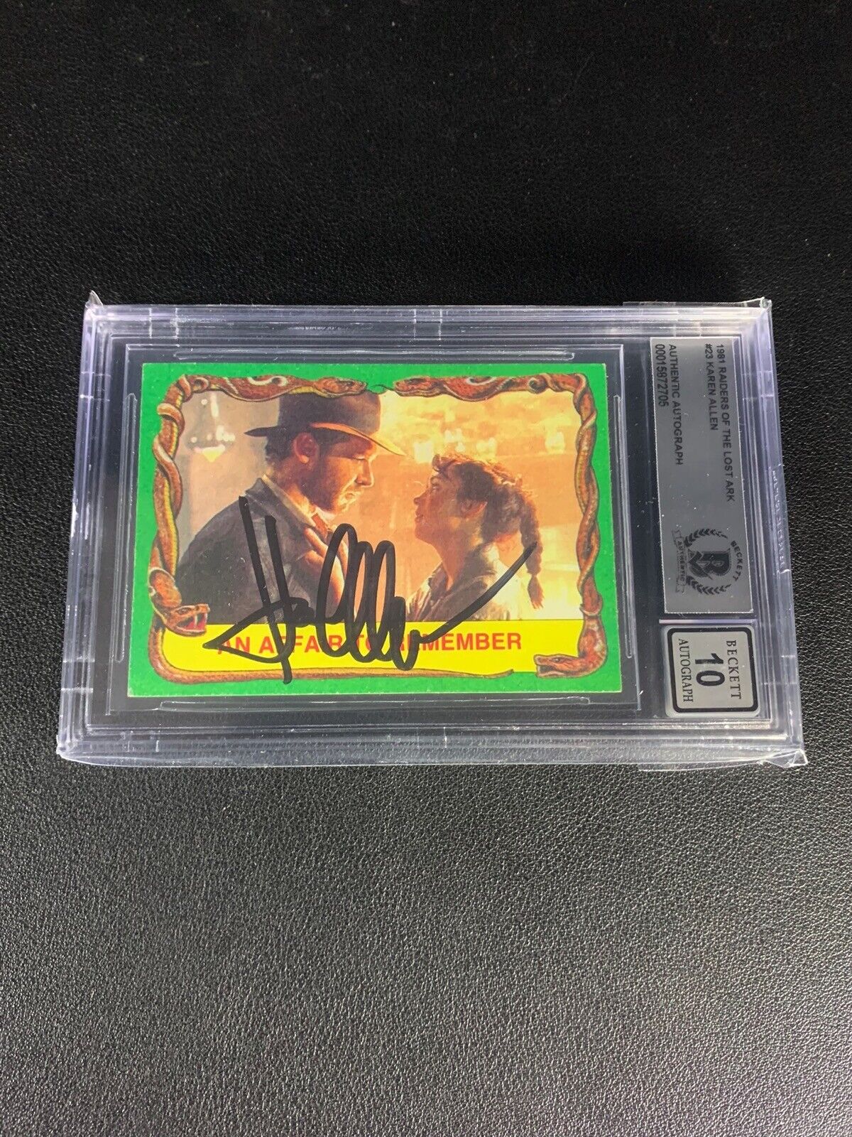 KAREN ALLEN SIGNED 1981 TOPPS RAIDERS OF THE LOST ARK #23 BAS AUTHENTIC 10 AUTO