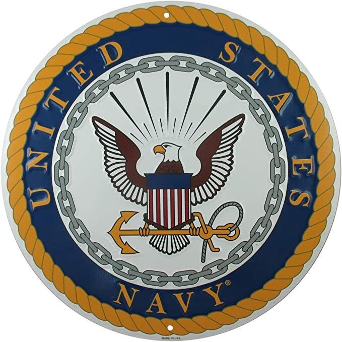 United States Navy Logo Sign 12 Inch Embossed Aluminum Emblem Official Licensed