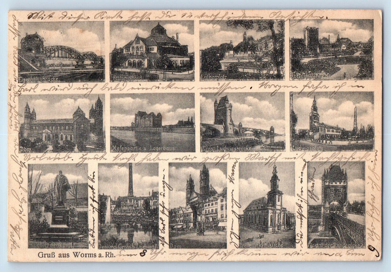 Rhineland-Palatinate Germany Postcard Greetings From Worms 1915 Multiview