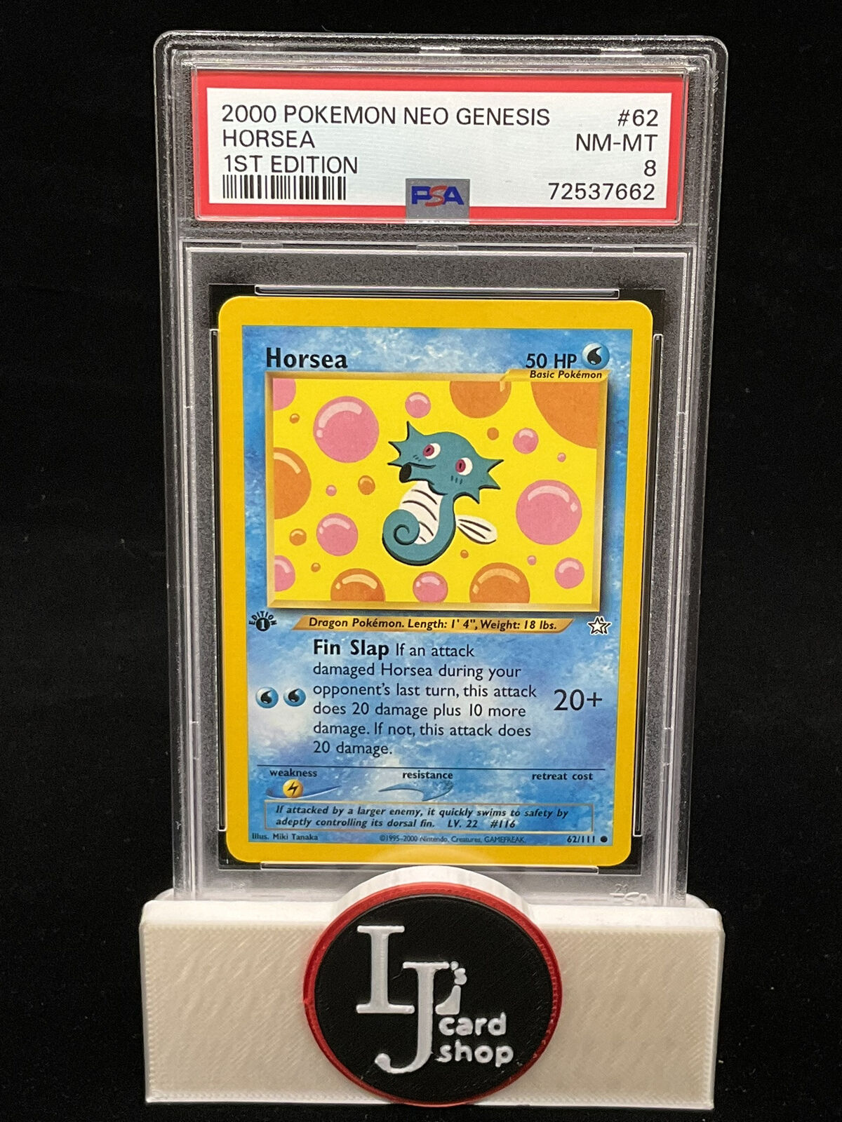 2000 Pokémon Neo Genesis Horsea #62 1st Edition PSA 8 NM-MT 7662 CJC