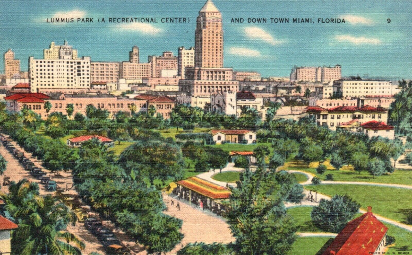 Postcard FL Miami Florida Lummus Park & Downtown Posted 1939 Vintage PC H3288