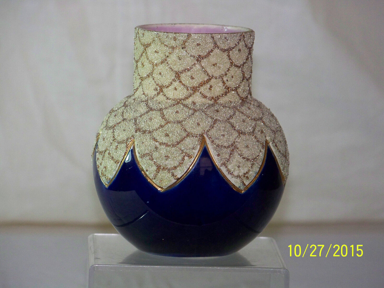 Antique c19th Century Thomas Forestor & Sons Majolica Cobalt Blue Vase