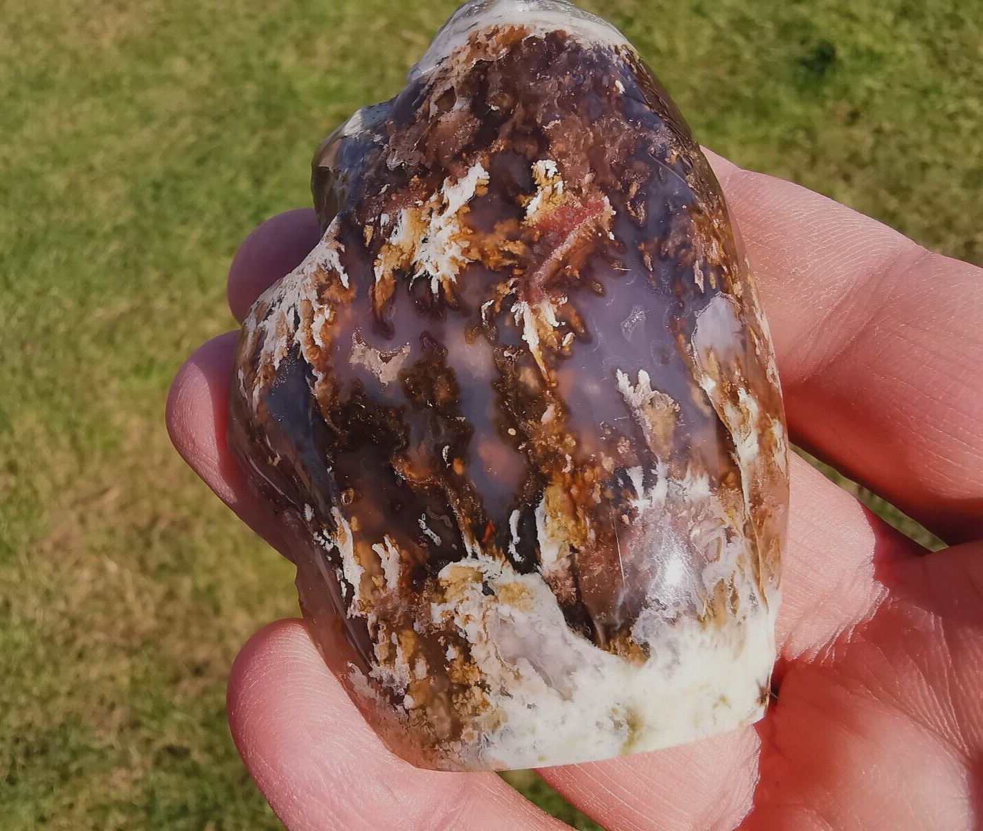 Amazing Brown Plume Agate, High Quality Hand Polished, Natural Shape Slab