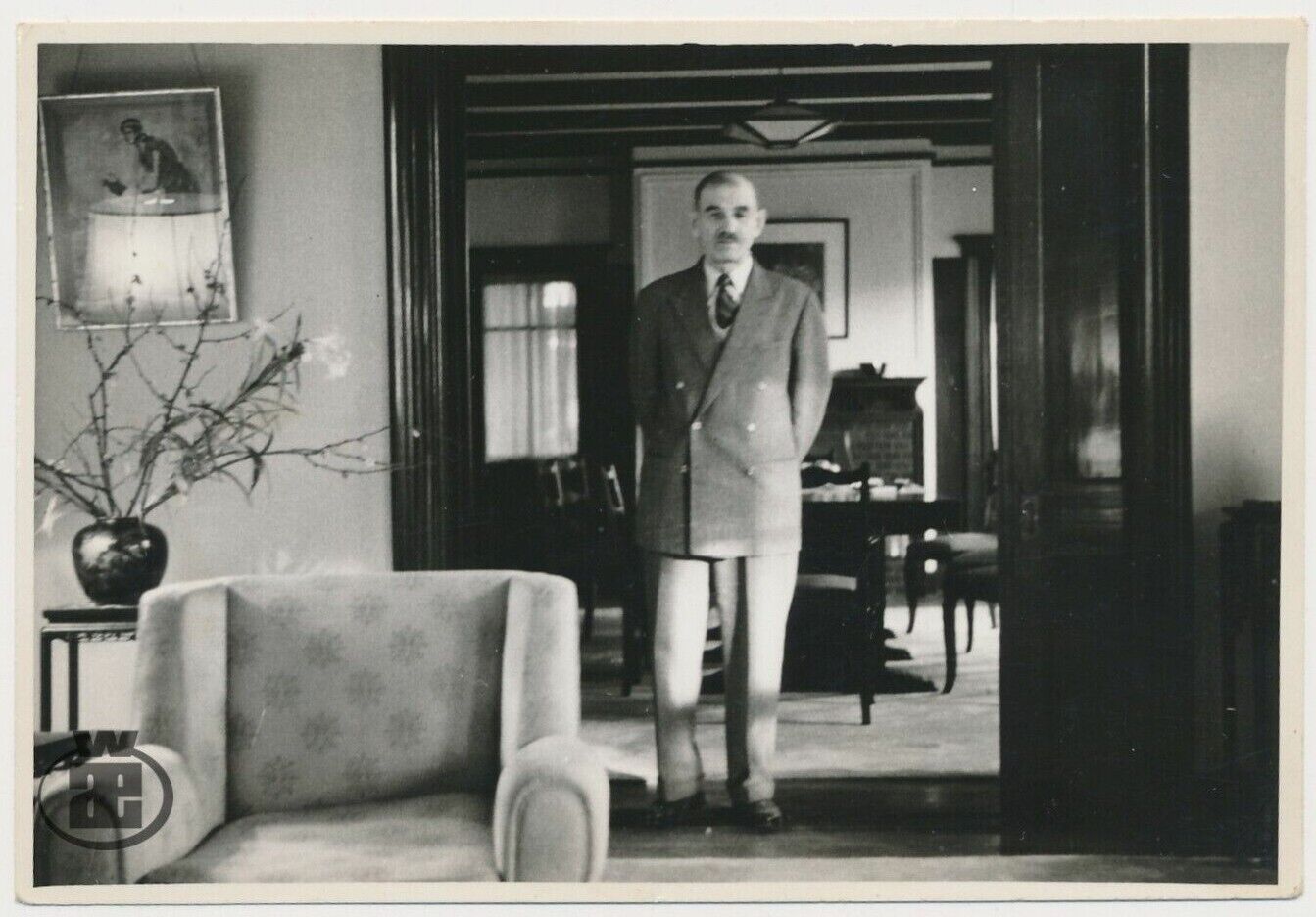 Vintage 1958 Gentleman in Elegant Living Room Collectible Photographic Image 185