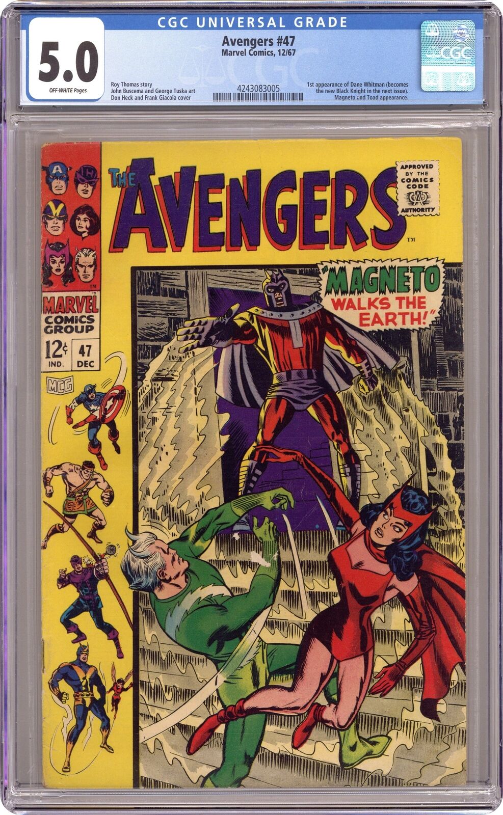Avengers #47 CGC 5.0 1967 4243083005 1st app. Dane Whitman