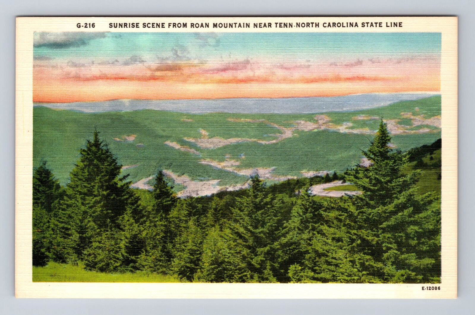 NC-North Carolina, Sunrise Scene From Roan Mountain, Antique, Vintage Postcard